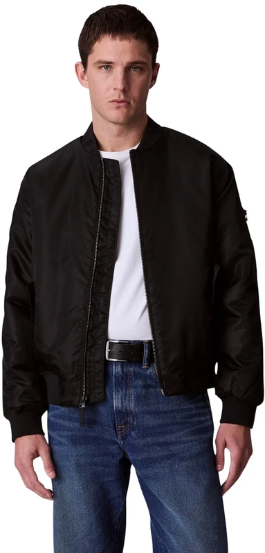 Calvin Klein Men's Hero Bomber Jacket with Zip, Black (Black), XL