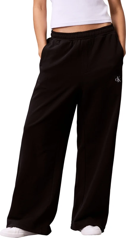 Calvin Klein Women’s Badge Logo French Terry Cotton Joggers, Black (Black), XS