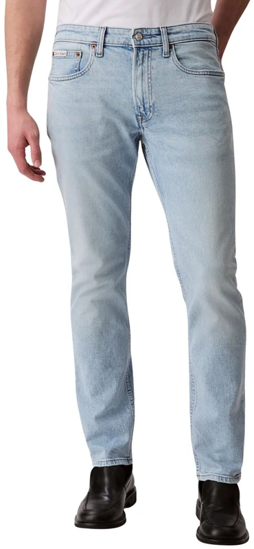 Calvin Klein Men’s Marbled Beacon Slim Fit Jeans, Blue (Marbled Beacon), 34W/35L
