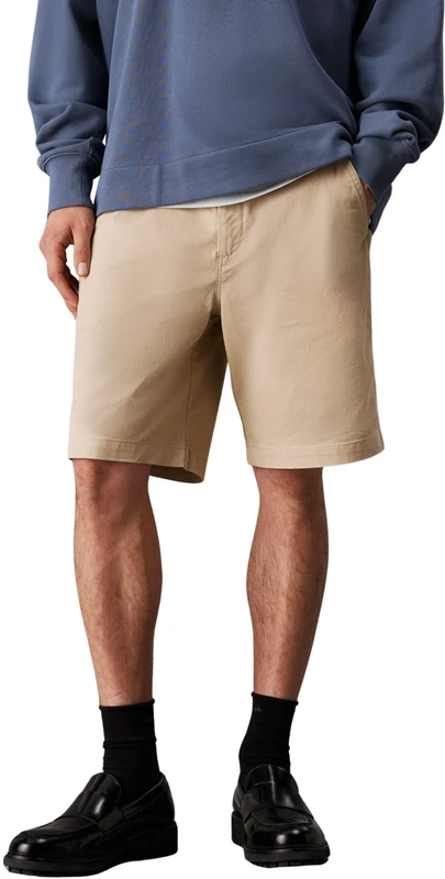 Calvin Klein Men’s Classic Cotton Knee Length Chino Shorts, Beige (White Pepper), 35W