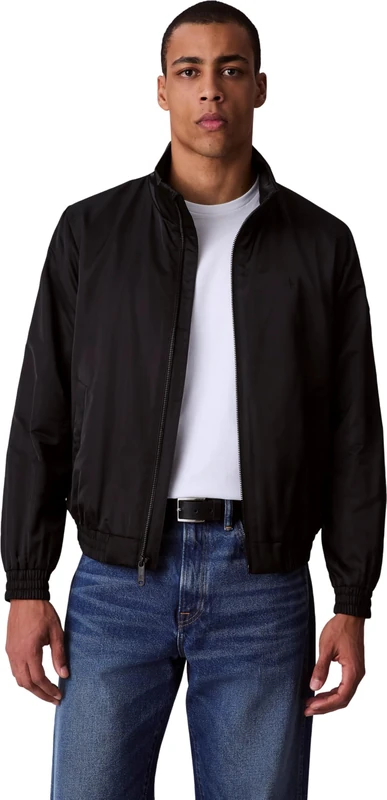 Calvin Klein Men’s Padded Harrington Jacket with Stand Collar, Black (Black), L