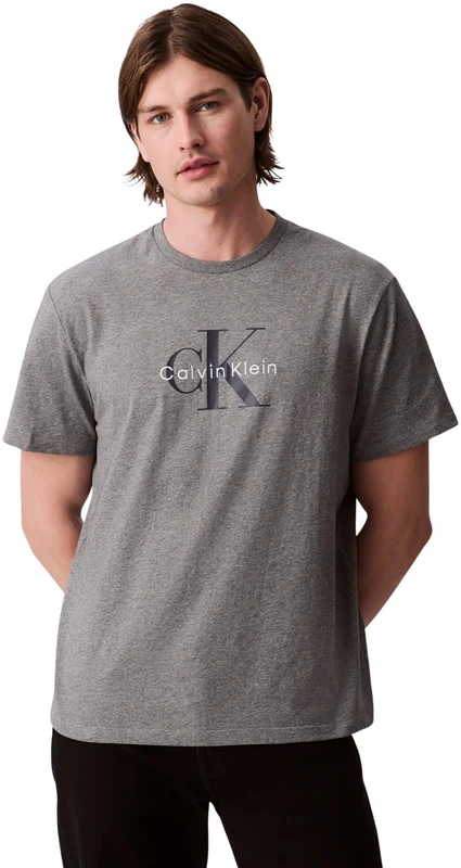 Calvin Klein Jeans Men's SS Hero Monologo Tee 20s LV04RB862G Graphic Tees, Grey (Med Grey HTR), M