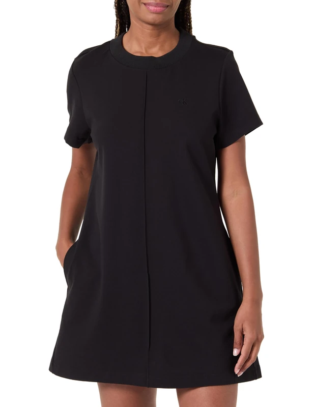 Calvin Klein Women’s Punto Milano Short T-Shirt Dress, Black (Black), L