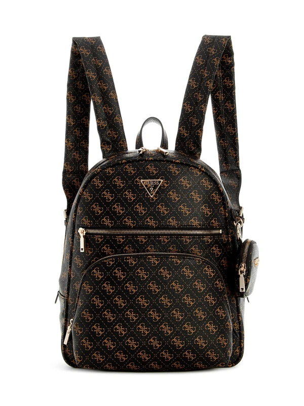 GUESS Women's Power Play, Large Tech Backpack, Brown Logo, Large