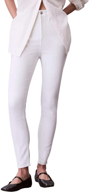 Calvin Klein Women’s High Waist Ankle Length Skinny Jeans, White (Chalk White), 28W