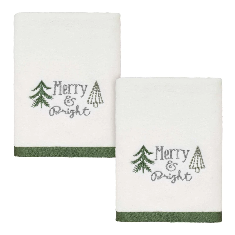 Avanti Linens - Hand Towels, Soft Embroidered Cotton Velour, Christmas Decorations, Set of 2 (Christmas Trees Collection) - Image 1