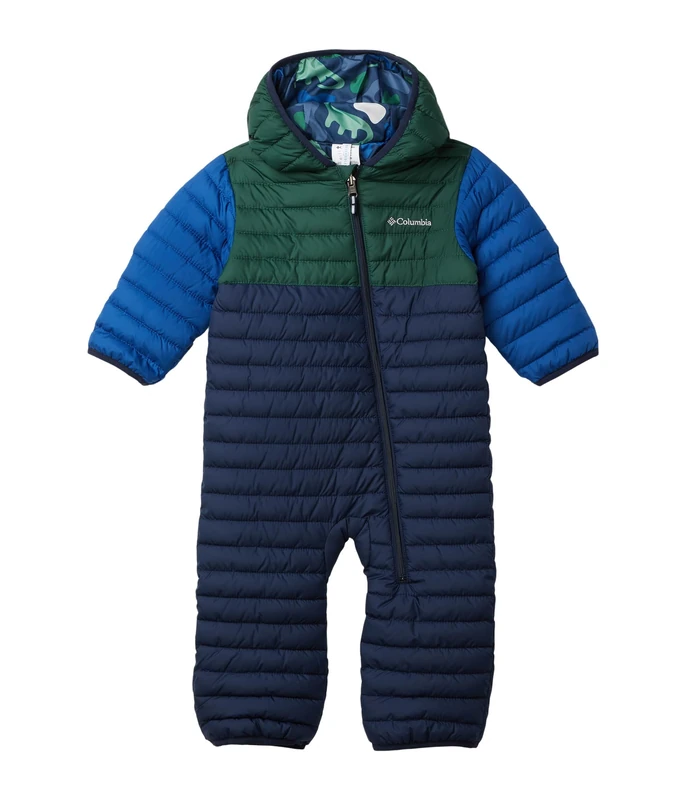 Columbia Youth Infant Powder Lite 2 Reversible Bunting, Snowsuit Romper, Collegiate Navy/Rain Forest/Mountain Blue, 6/12 Months