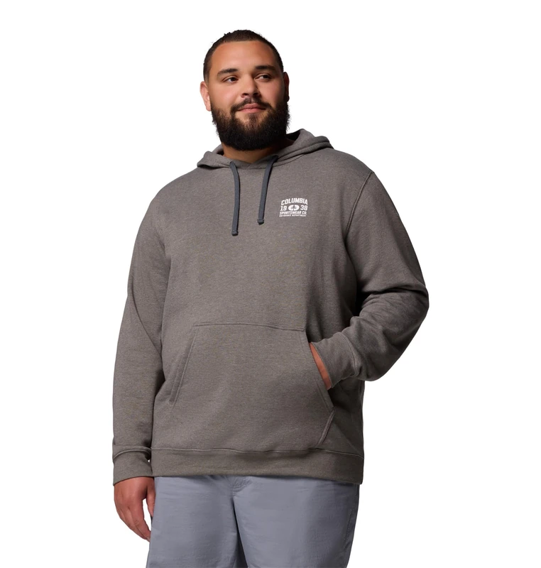 Columbia Men's Trek Graphic Hoodie Sweatshirt, Charcoal Heather/Outdoor Arch, 6XL-Plus