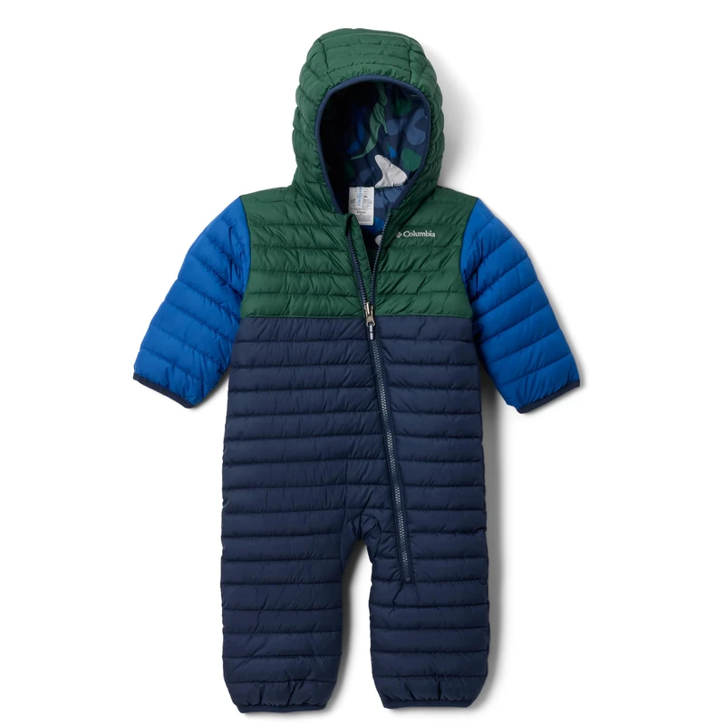 Columbia Youth Infant Powder Lite 2 Reversible Bunting, Snowsuit Romper, Collegiate Navy/Rain Forest/Mountain Blue, 3/6 Months
