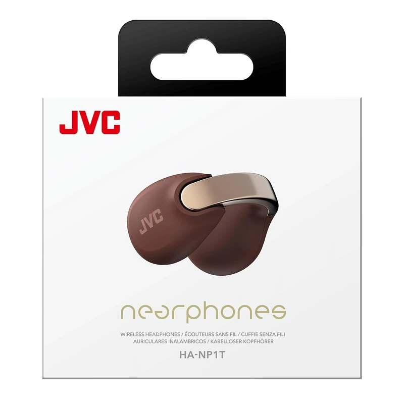 JVC HA-NP1T-T Wireless Open Ear Headphones, Up to 24h Battery, Lightweight, Waterproof IPX4, Touch Control – Brown
