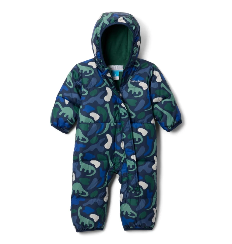 Columbia Youth Infant Snuggly Bunny 2 Bunting, Snowsuit Romper, Collegiate Navy Dinoflauge/Rain Forest, 18/24 Months