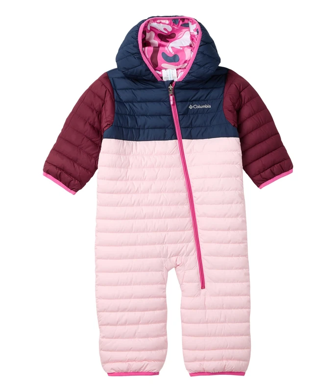 Columbia Youth Infant Powder Lite 2 Reversible Bunting, Snowsuit Romper, Satin Pink/Collegiate Navy/Rich Wine, 18/24 Months