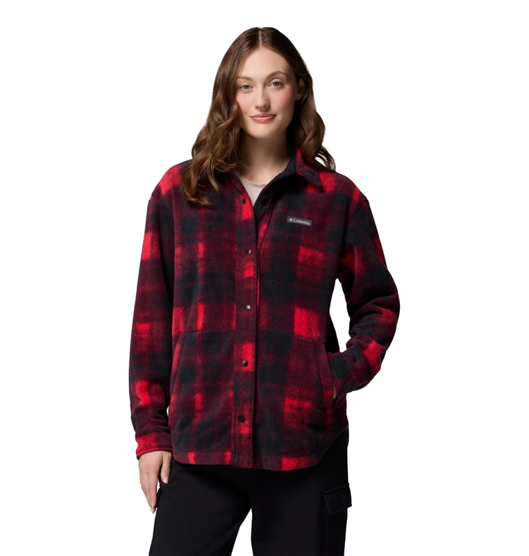 Columbia Women's Benton Springs Shirt Jacket 2, Fleece Jacket, Mountain Red Omblur Tonal, XL
