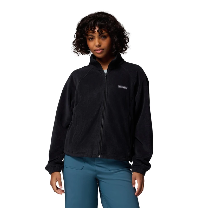 Columbia Women's Benton Springs Relaxed Full Zip, Full Zip Fleece Jacket, Black, Medium