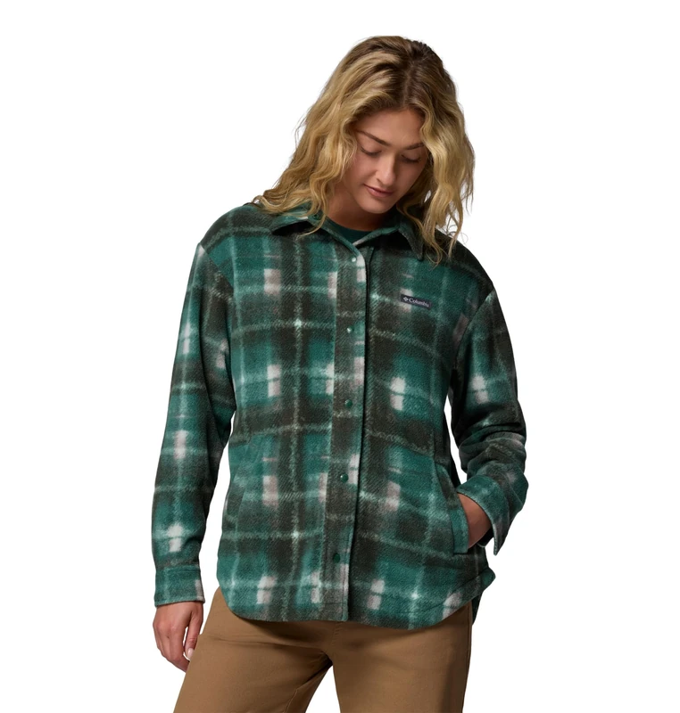 Columbia Women's Benton Springs Shirt Jacket 2, Fleece Jacket, Rain Forest Omblur, S