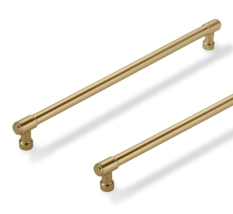 ZAUYX Solid Heavy Duty Jasper Pulls 6 Pack Gold Cabinet Pulls 10 Inch Hole Centers for Kitchen Cupboard Handles Modern Drawer Pulls Bathroom Brushed Brass Cabinet Pulls