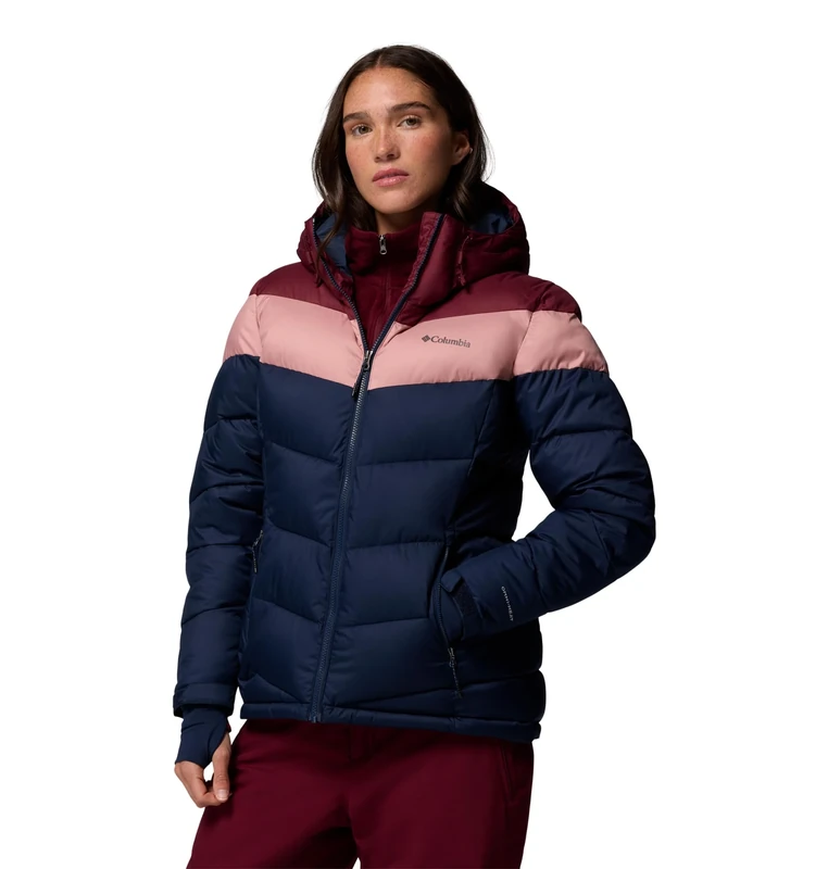 Columbia Women's Abbott Peak 2 Insulated Jacket, Ski Jacket, Collegiate Navy/Rich Wine/Eraser Pink, XL