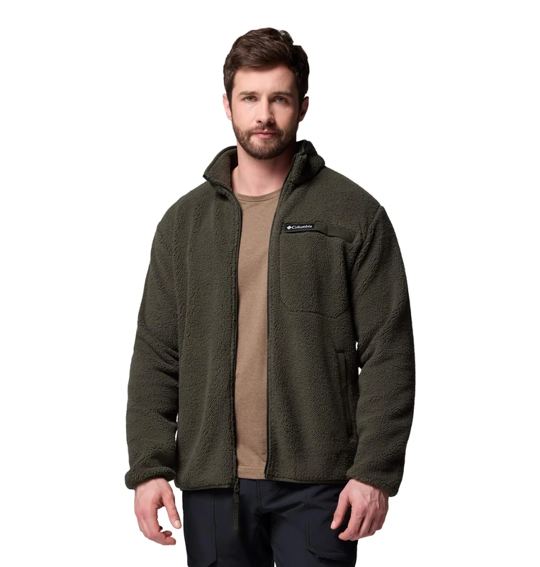 Columbia Men's Rugged Ridge High Pile Full Zip, Full Zip Fleece Jacket, Greenscape, X-Small - Image 1