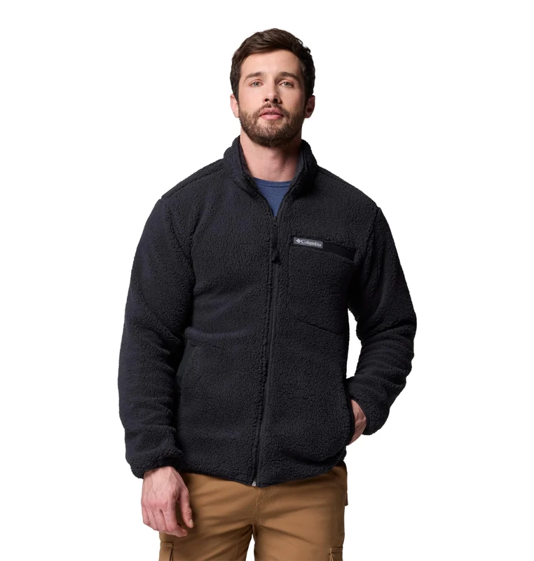 Columbia Men's Rugged Ridge High Pile Full Zip, Full Zip Fleece Jacket, Black, X-Large