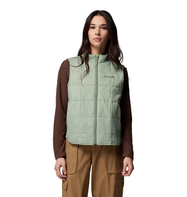 Columbia Women's Sienna Hill Quilted Vest, Puffer Vest Body Warmer, Safari, Large