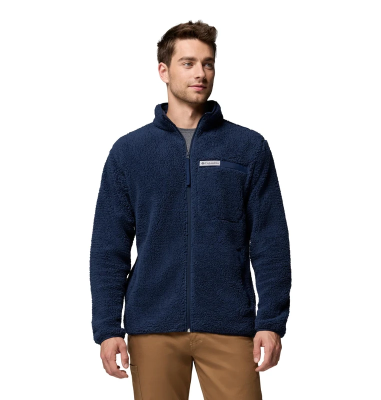 Columbia Men's Rugged Ridge High Pile Full Zip, Full Zip Fleece Jacket, Collegiate Navy, X-Small