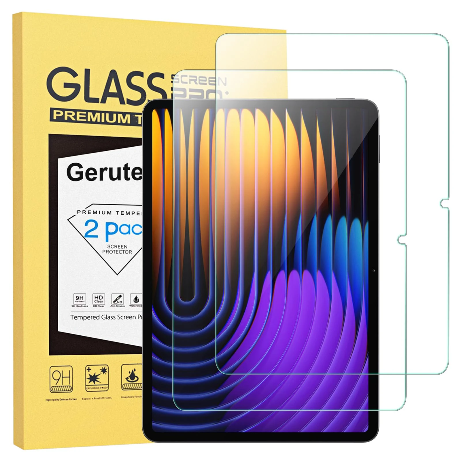 Gerutek [2-Pack Screen Protector for Xiaomi Pad 8/Pad 7, Xiaomi Pad 8 Pro/Pad 7 Pro Tempered Glass Film [Ultra Clear][Anti Scratch][9H][Touch Sensitive][Anti-Fingerprint] for Xiaomi Pad 8/Pad 7 11.2"
