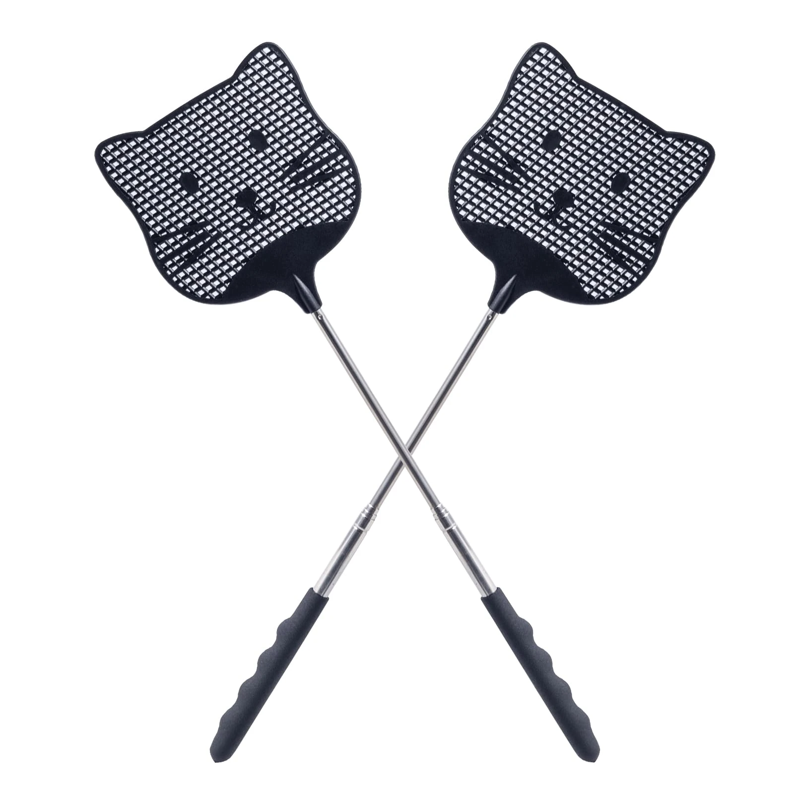 Staruby 3 Pack Extendable Fly Swatter, 25 inch Long Handle Flyswatters, Plastic Heavy Duty Fly Swatters Manual for Indoors Patio Garden and Outdoors Black