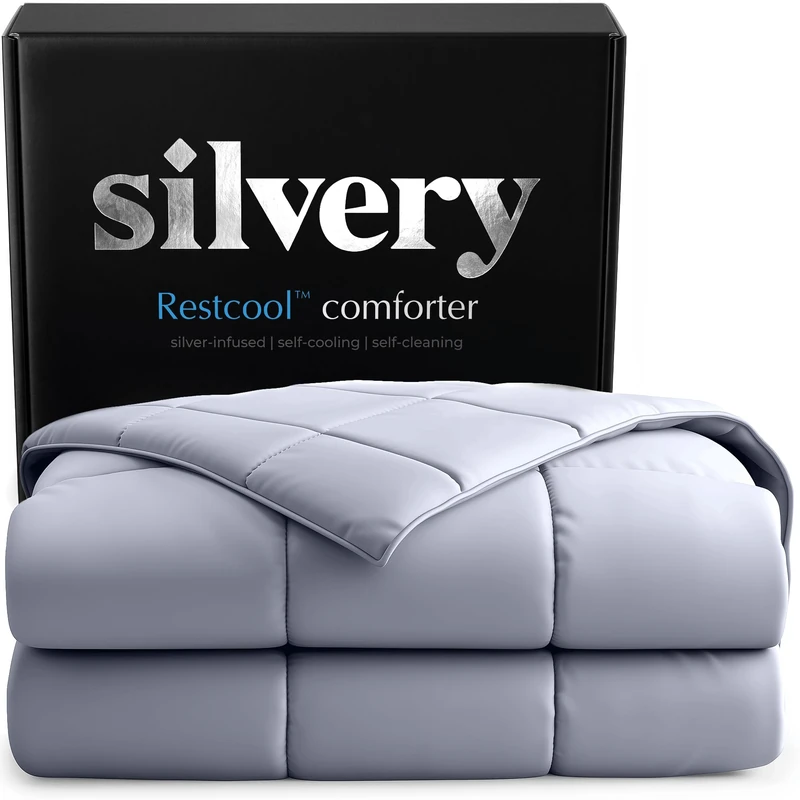 Silvery Silver-Infused Cooling Comforter – Award-Winning Self-Cooling Blanket for Hot Sleepers with Self-Cleaning Silvery Technology for Sweat-Free & Cool Sleep (Gray, Twin/Twin XL (68" x 90"))