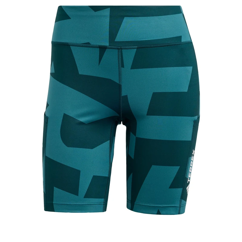 adidas Women's Terrex Multi 8inch Printed Tight Shorts, Mystery Green/Aurora Ivy, S