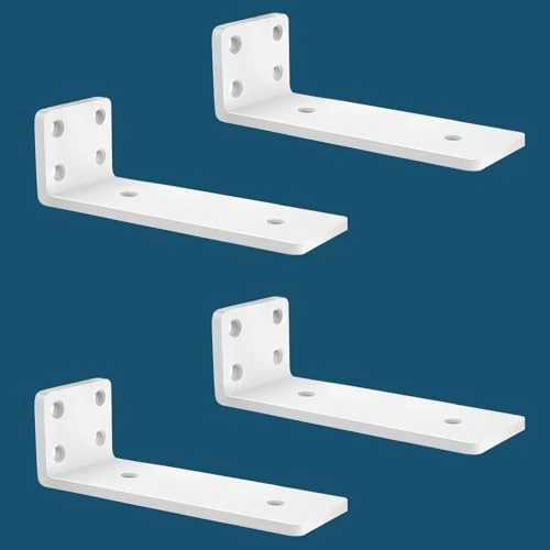 MLOQI 4pcs Shelf Carrier Shelf Bracket, White Shelf Holder of Stainless Steel Industrial Shelf Support 20cm