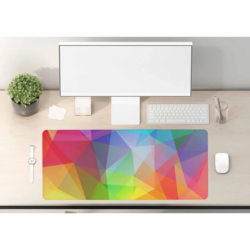 Woutay Mousepad,Rainbow Triangle Pattern,Gaming Mouse Pad,Cool Desk Pad for Keyboard and Mouse