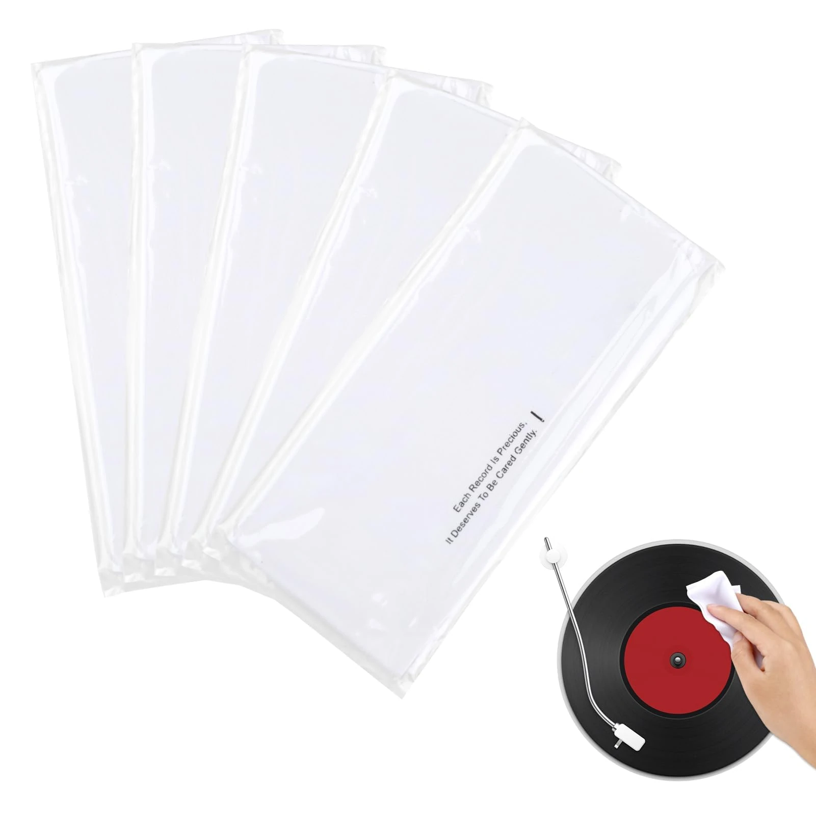 5 Pack Vinyl Record Cleaning Cloth, Anti-Static CD Cleaning Cloth - 24 * 16.5cm Supersoft Absorbent Microfiber Lint Free White Cloth for VCD DVD Player, Laser Lens Cleaning Disc Cleaning Set