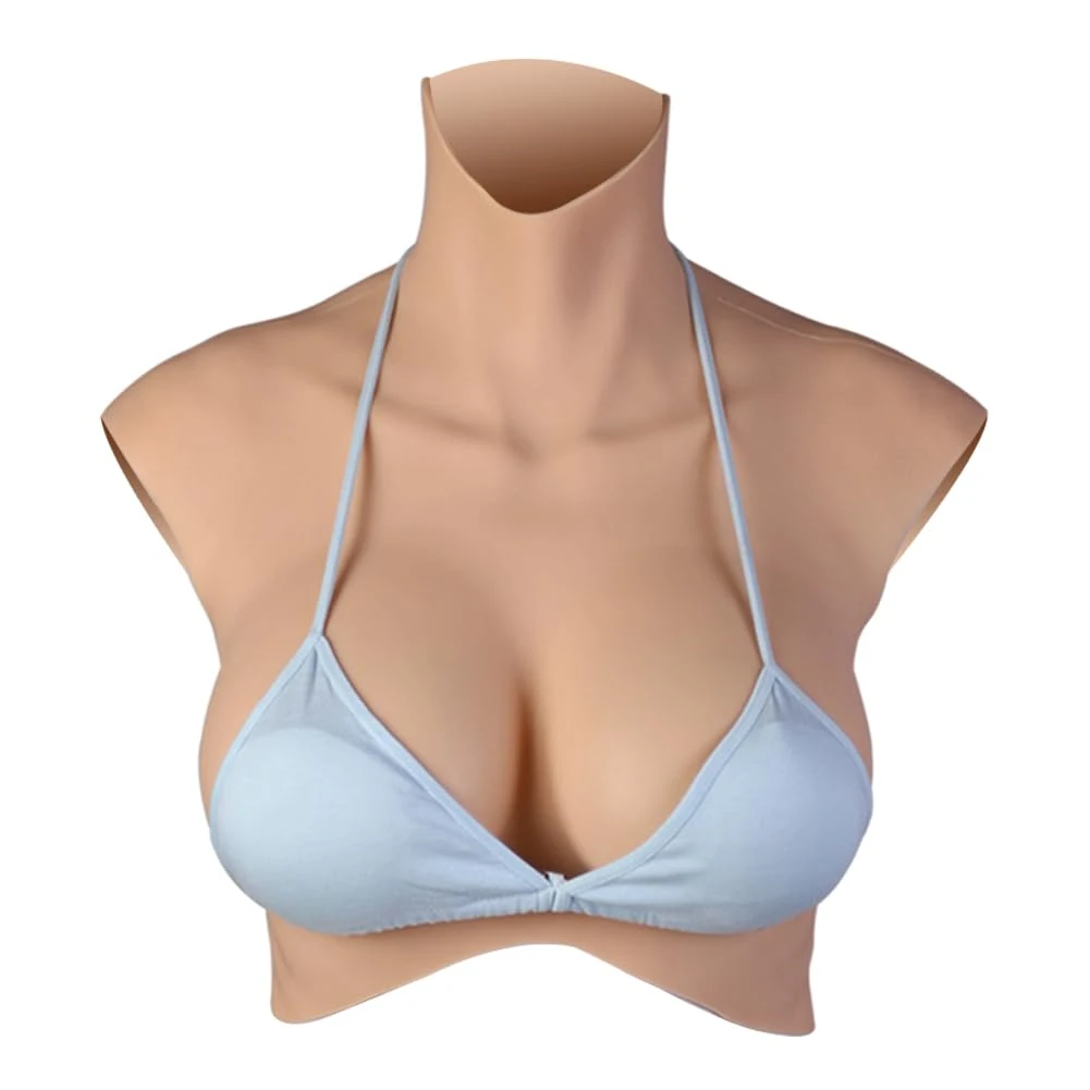 CRRCLSY Silicone Breastplate Realistic Breast Forms for Crossdresser Drag Queen Mastectomy Transgender ladyboy Cosplayer (Tan, G-cup Silicone Filler)