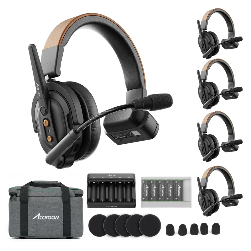 Accsoon - CoMo SE 1H4R Kit (1 H + 4 R) - Includes One Host Headset and Four Remote Headsets - Ergonomic design - 400-meter range