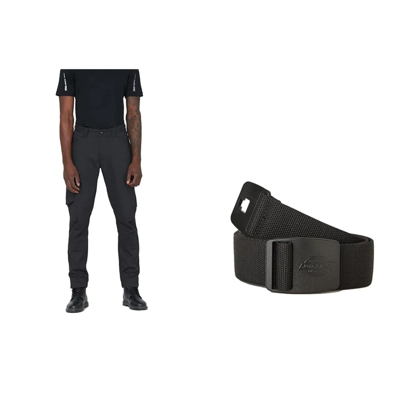 Dickies Lead in Flex Trouser R + Webbing Belt with Debossed Branding