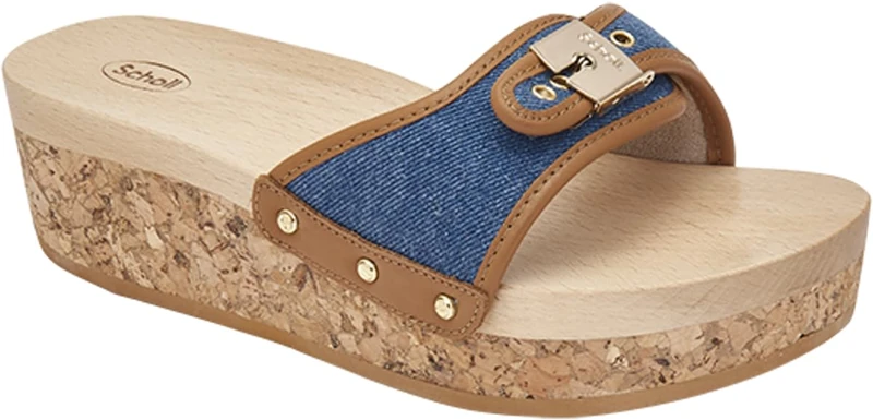 Scholl Women's Pescura Wedge Reese Sandal, Denim Cognac, 6 UK