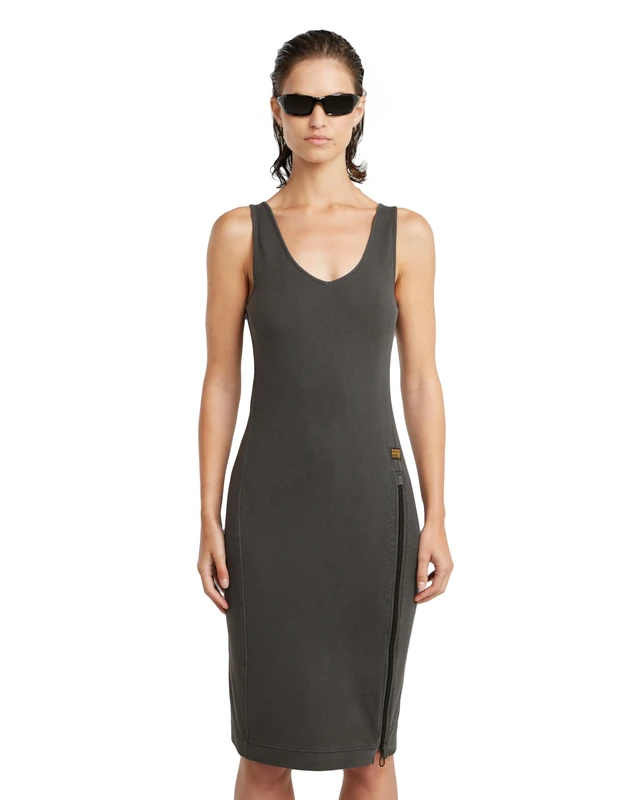 G-STAR Women's Asymmetric Zip Wmn Casual Dress, Black (Dk Black Gd D26593-e040-b564), XXS