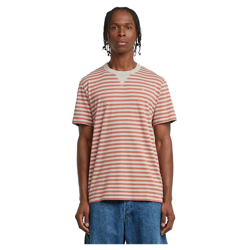 G-STAR Men's Nifous Stripe T-Shirt, Multicoloured (Dk Brick/Etruscan Red Stripe D25961-c339-h229), L - Image 1