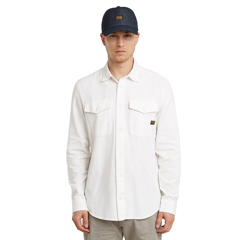 G-Star Men's Navy Slim Shirt Shirts, Beige (Milk Gd D24963-d454-c073), M