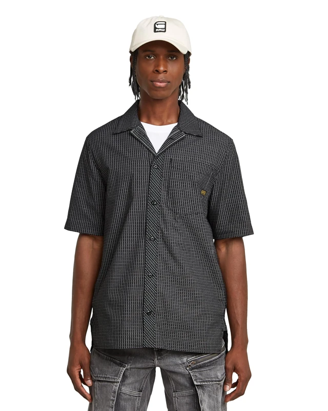 G-STAR Men's One Pkt Regular Shirt Ss, Multicoloured (Dk Black Mini Check D26183-d917-h053), XXL - Image 1