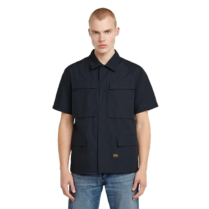 G-STAR Men's R-3n Slim Overshirt Allover, Blue (Salute D24290-c973-c742), L