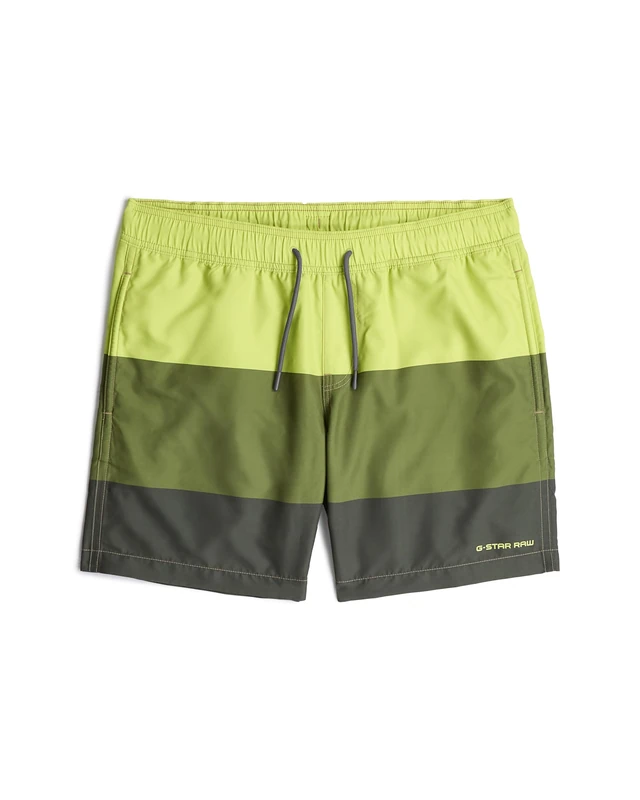 G-STAR Men's Dirik Colour Block Swim Shorts Swim Trunks, Bright Chartreuse Color Block D26203-c331-h191, XS