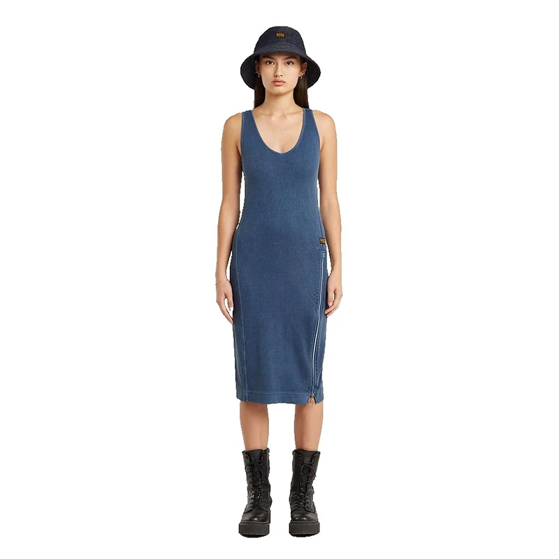 G-STAR Women's Asymmetric Zip Wmn Casual Dress, Blue (Mid Blue Gd D26593-e040-h362), XXL