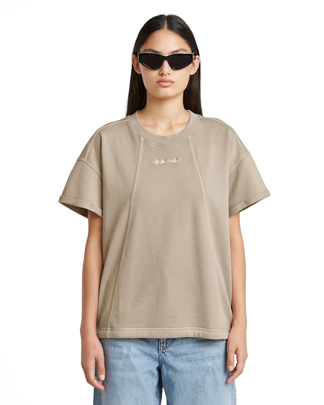 G-STAR Women's Overdyed Seam Details Ss SW Wmn Sweater, Beige (Dk Brick Gd D26105-d249-d848), XS