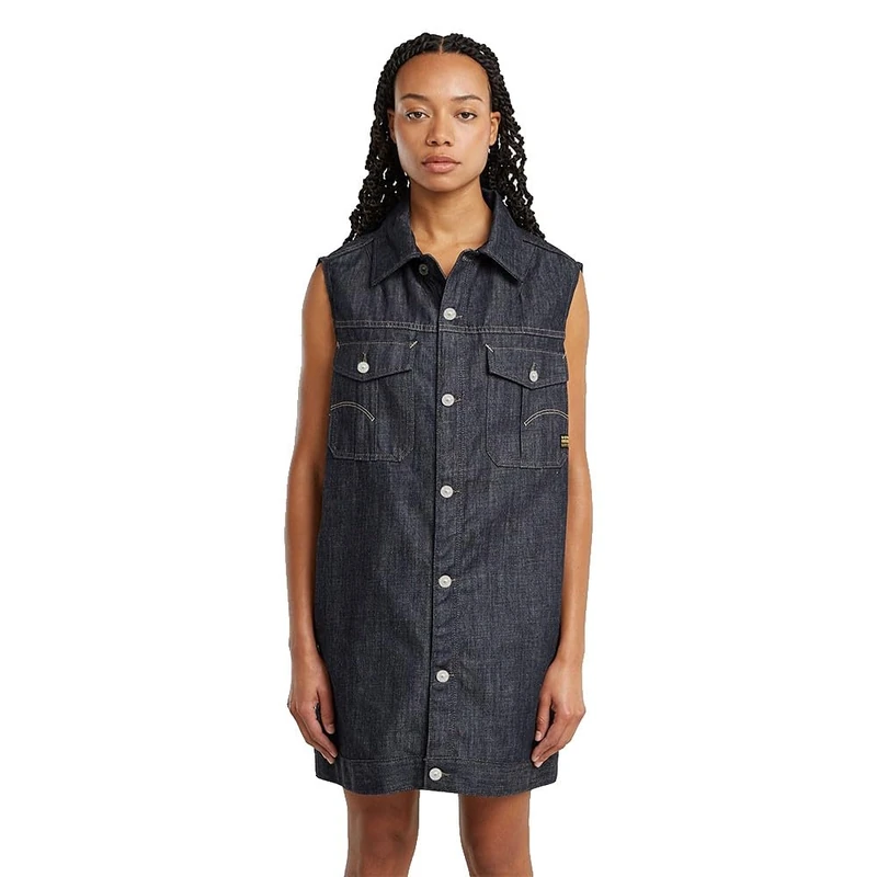 G-STAR Women's Oversized Sleeveless Dress Wmn Casual, Blue (Raw Denim D26352-d301-001), XS
