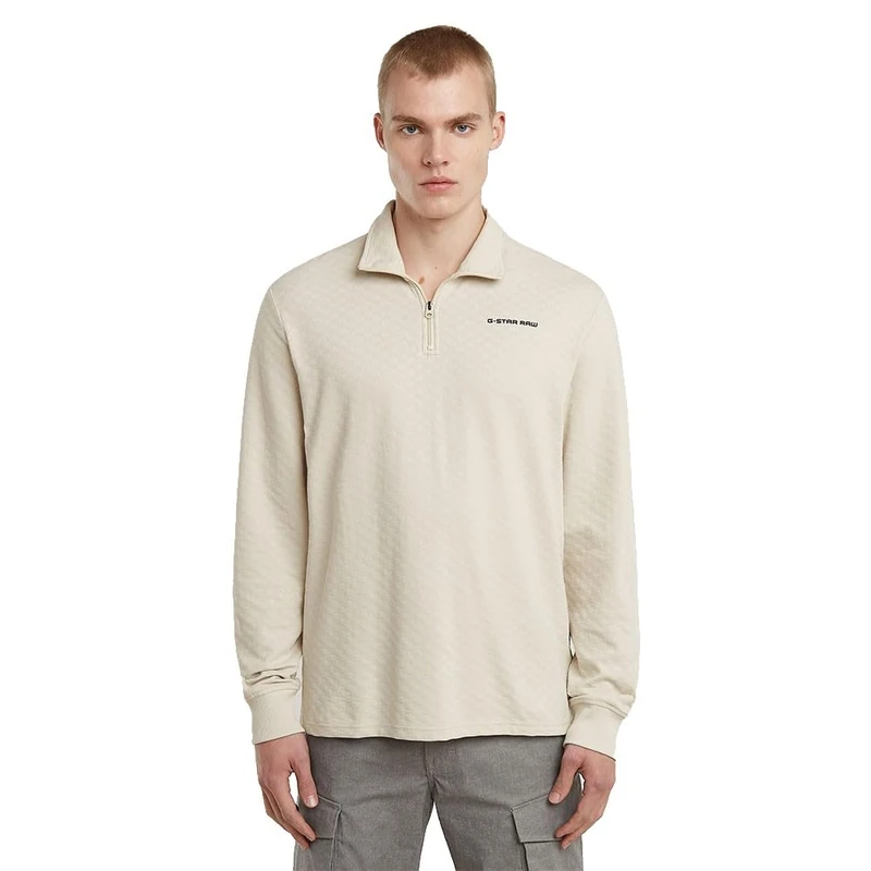 G-STAR Men's Checquard Tweeter Half Zip T-Shirt, White (Whitebait D26619-d965-1603), S