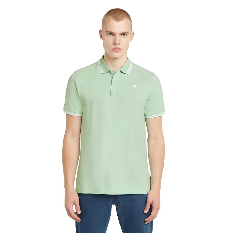 G-STAR Men's Dunda Slim Stripe Polo Shirt, Birds Egg Green D17127-5864-g992, S