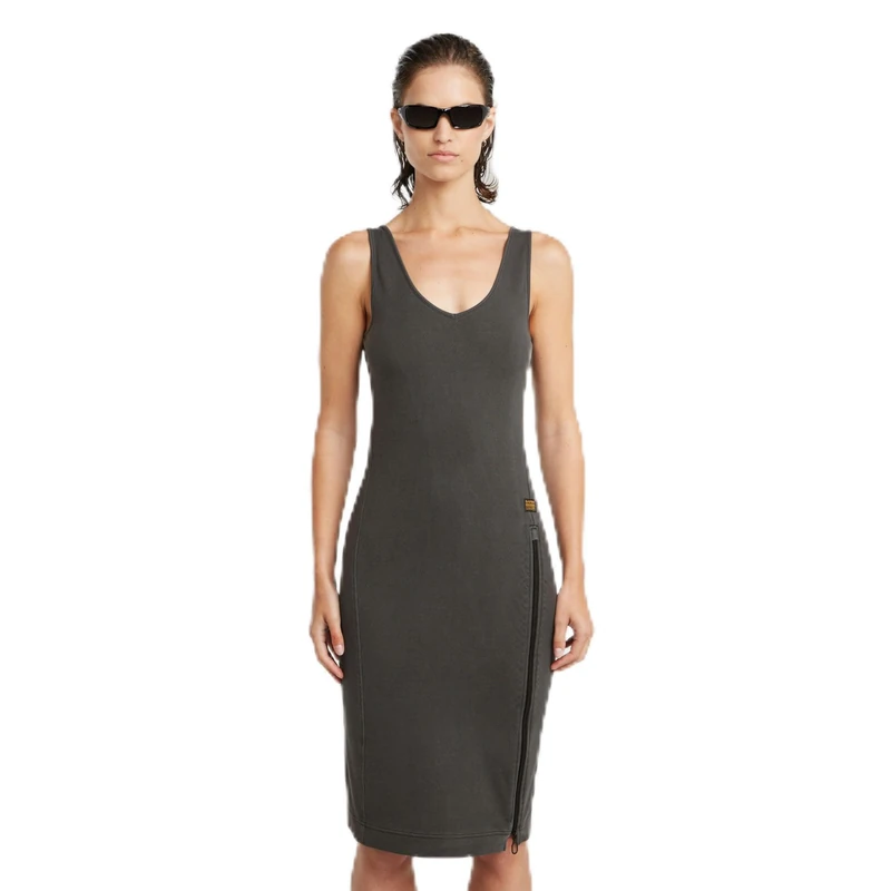G-STAR Women's Asymmetric Zip Wmn Casual Dress, Black (Dk Black Gd D26593-e040-b564), XS