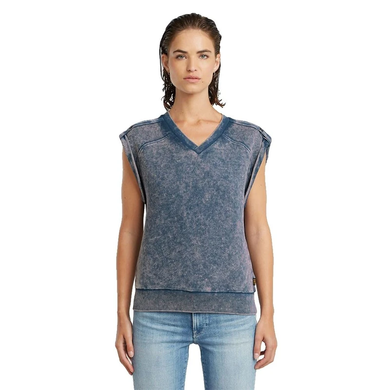 G-STAR Women's Washed Sl Sw Wmn Sweater, Blue (Mid Blue Double Dye D26103-d575-h364), L