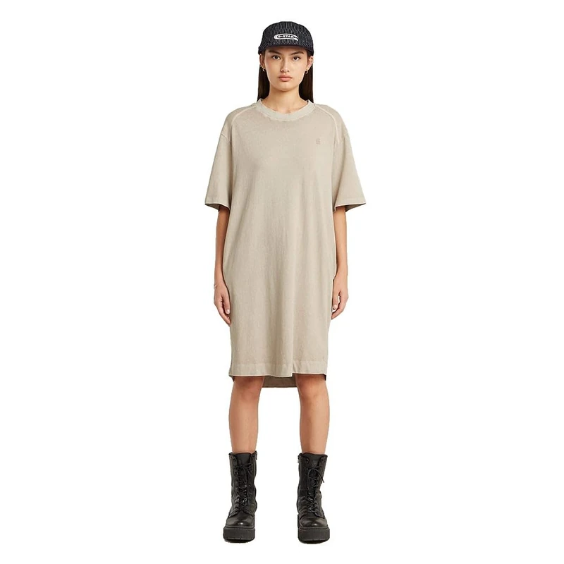 G-STAR Women's Overdyed Saddle Sleeve Loose T-Shirt Dress, Beige (Dk Brick Gd D26095-c756-d848), S